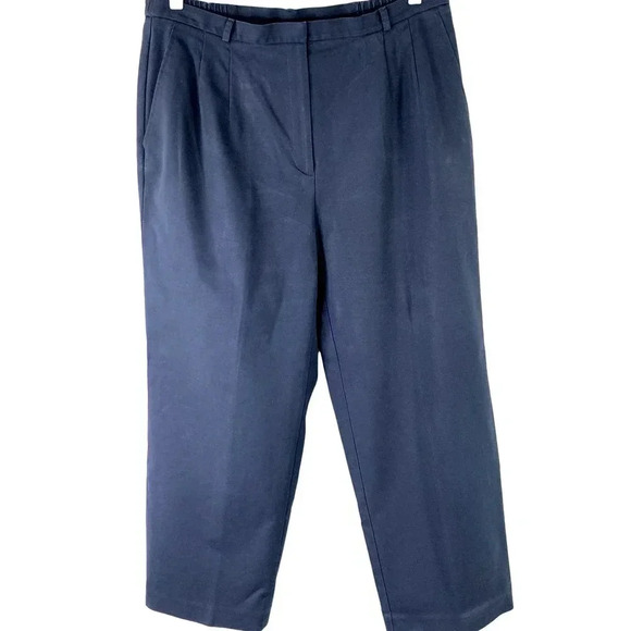 Talbots Woman Vintage Stretch Chino Trouser Dress Pants 16W Navy Straight Leg - Picture 1 of 16